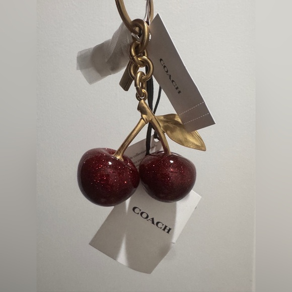 ♥️BRAND NEW SIGNATURE COACH CHERRY BAG CHARM♥️ - Picture 1 of 4